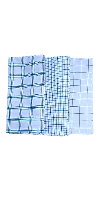 2.25m White Checked  Cotton Mens Lungi set of 2 - Master