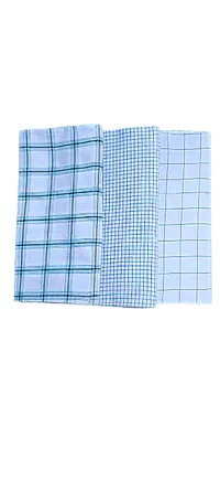 2.25m White Checked  Cotton Mens Lungi set of 2 - Master