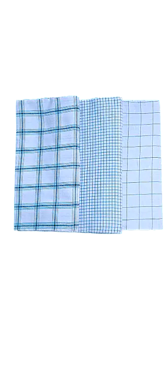2.25m White Checked  Cotton Mens Lungi set of 2 - Master