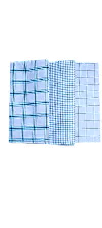 2.25m White Checked  Cotton Mens Lungi set of 2 - Master