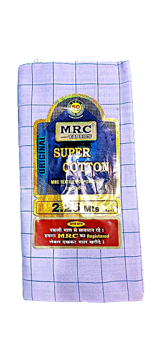 2.25m White Checked  Cotton Mens Lungi set of 2 - Master